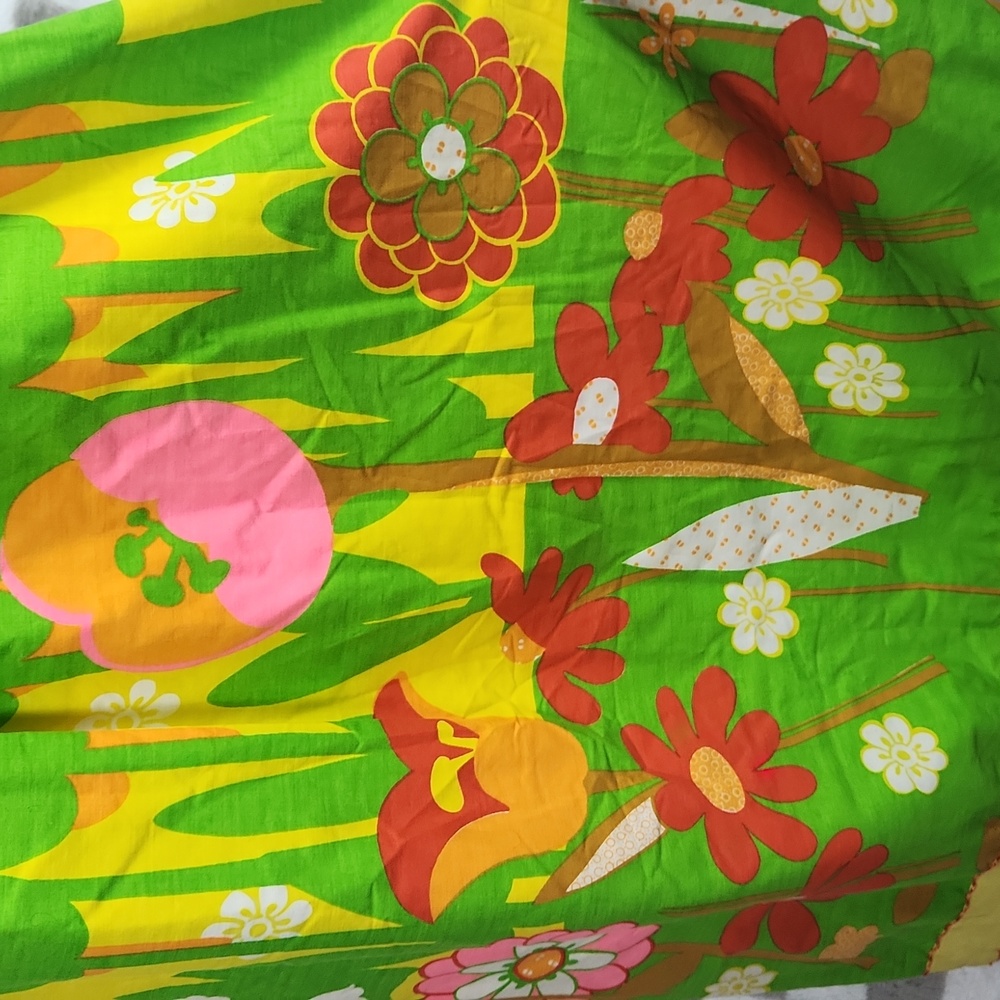 Mr Hank Dress Vibrant Floral Maxi mod v neck sleeveless vintage 1960 70's m l - Picture 4 of 16